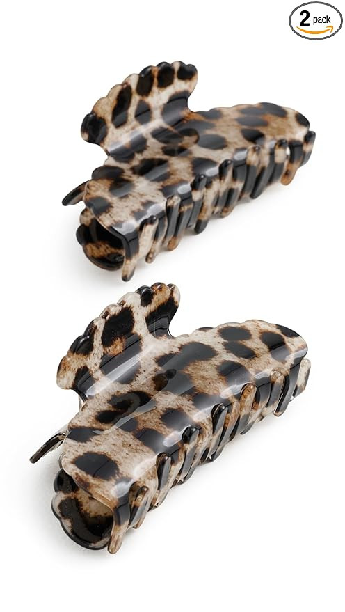 Loeffler Randall Women's Yuri Scallop Acetate Hair Clip Set, Brushed Leopard, One Size | Amazon (US)