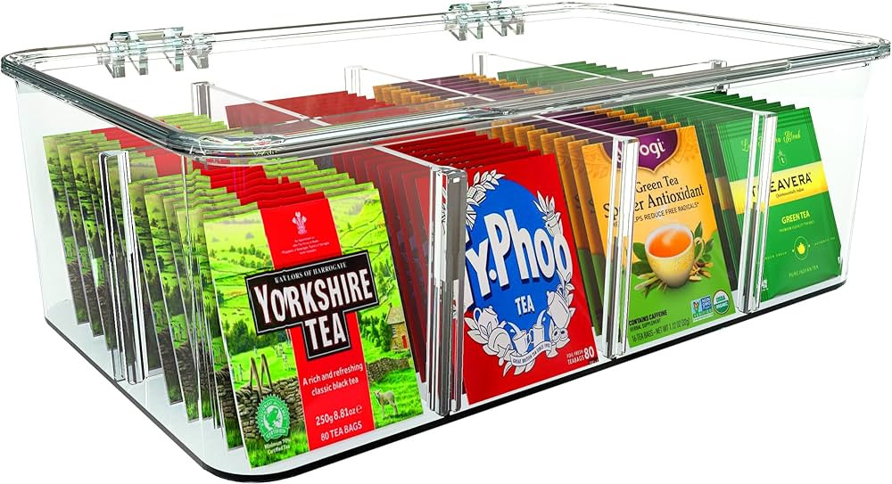 Utopia Home Stackable Clear Tea Bag Organizer With Lid - Storage Box For Countertops, Cabinets, P... | Amazon (US)