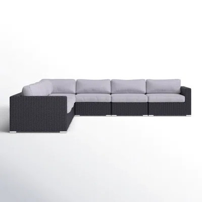 Outdoor Patio Sectional With Comfy Cushions 7 Wide - Back | Wayfair North America