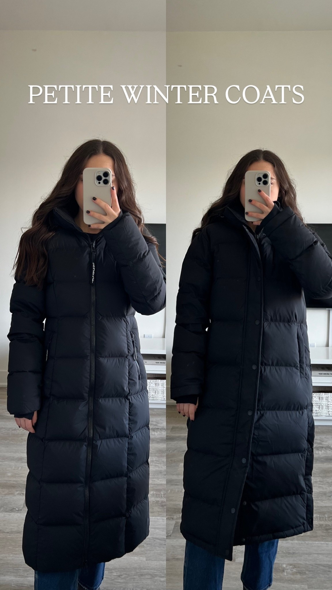 I’m 4’11 and on the left I’m wearing the aritzia supersnug puff long, and on the right I’m swear the superpuff long 

Sizing: I’m wearing a 2XS in both 

The supersnug is an hourglass puffer with a slim silhouette that hugs the body. It’s water repellent, wind resistant, and designed to be extremely warm (up till -40 degrees celsius). It’s made with responsibly sourced goose down, and comes in original, mid, and long lengths. You can also choose from 4 different fabrics including matte, hi-gloss, orbit stretch, and satin flex. 

I’m also wearing the superpuff long which is a more classic and loose fitting puffer jacket. The superpuff has the same features of the supersnug, but comes in 5 different styles X short, short, original, mid and long. You can choose between matte, and high gloss fabrics. 

Both coats come in a variety of colours. 

Down puffer coat, petite winter coat, puffer jacket, superpuff, cold weather style, aritzia style, petite winter outfit 

#LTKpetite #LTKwinter #LTKcanada