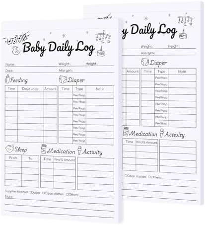 zmybcpack 2 Pack Baby Daily Log Notepads, 5.5x8.5 Inch, 50 Sheets/Pad | Amazon (US)