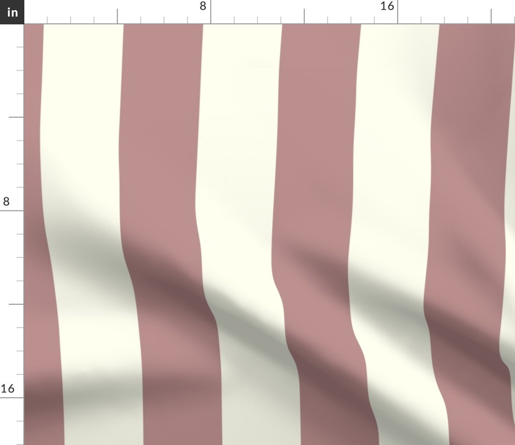 3 Inch Vertical Stripes in Warm Taupe Pink and Ivory White Fabric byminimalism | Spoonflower