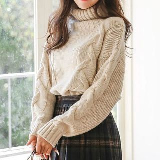 Cable-Knit Turtleneck Sweater | YesStyle Global