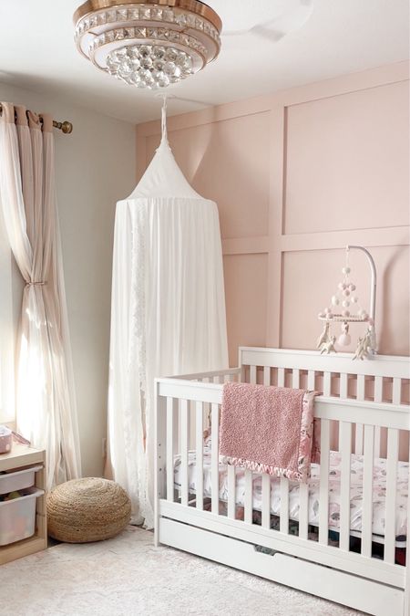 Baby girl nursery. toddler girl room decor. Baby girl bedroom styling. Pink wall bedroom. Kids room organization. 

#LTKhome #LTKbaby #LTKkids