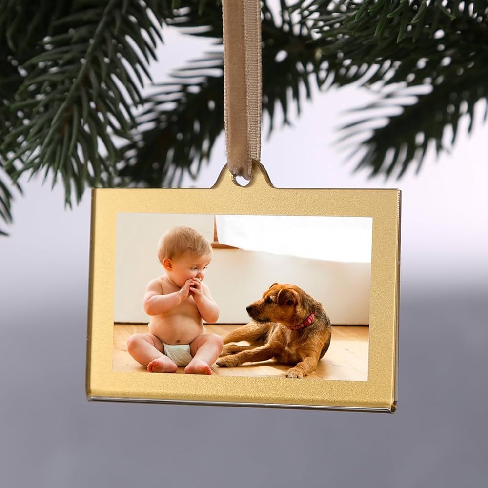 UNIQOOO Christmas Photo Acrylic Ornament Frames, 3x2 Inches,8 Pack Gold Frames for Picture,Double... | Amazon (US)