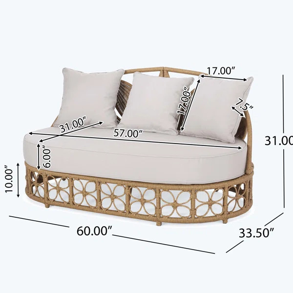 Atia 60'' Wide Wicker Patio Daybed with Cushions | Wayfair North America