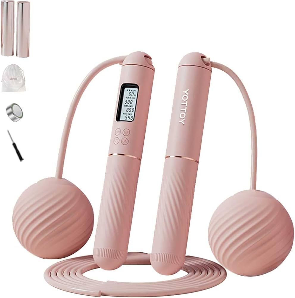 Jump Rope with Counter,YOTTOY Cordless Weighted Skipping Jump Rope for Fitness Exercise, Ropeless... | Amazon (US)