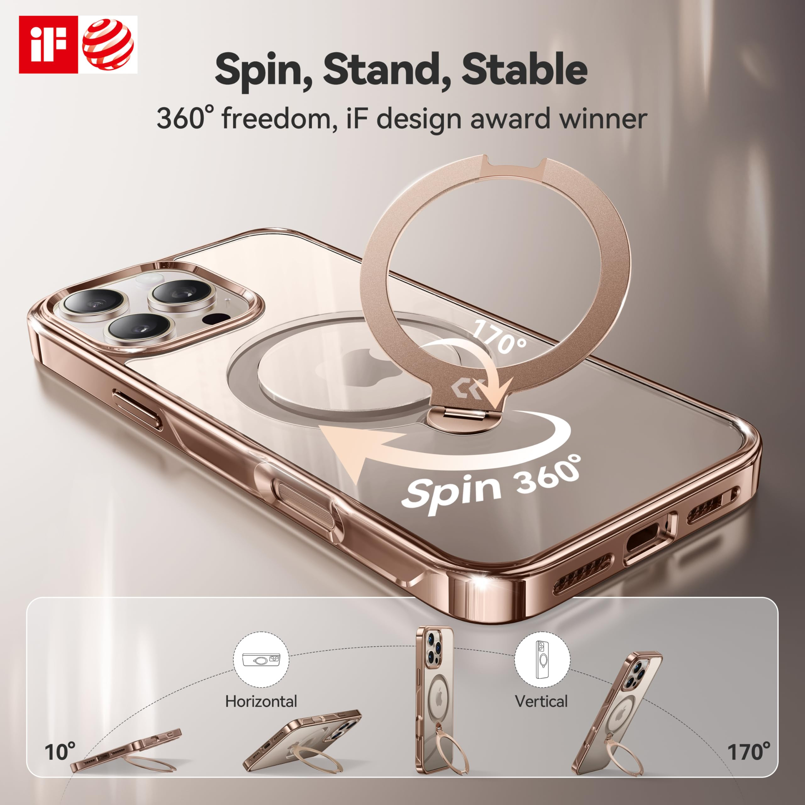 CASEKOO Desert Titanium for iPhone 16 Pro Max Case with 360° Spin Magnetic Stand [Compatible wit... | Amazon (US)