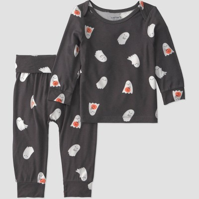 Carter's Just One You® Baby 2pc Halloween Ghosts Comfy Soft Top & Bottom Set - Black Newborn | Target