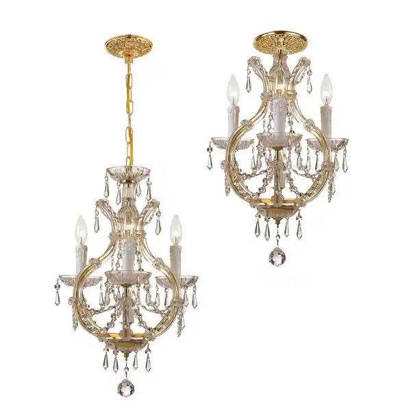 Maria Theresa 4 Light Italian Crystal Gold Mini Chandelier - 12'' W x 21'' H - Overstock - 524321... | Bed Bath & Beyond