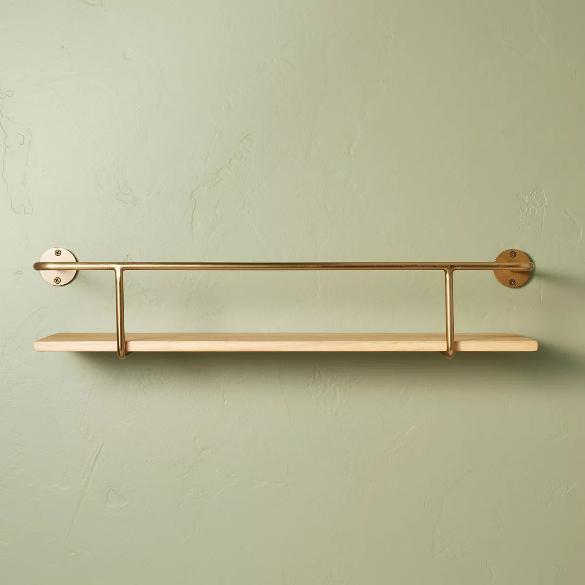 Wood & Brass Decorative Rail Wall Shelf - Hearth & Hand™ with Magnolia | Target