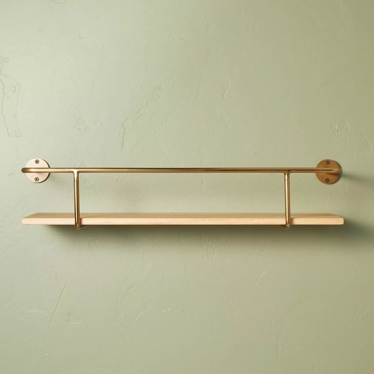 Wood & Brass Decorative Rail Wall Shelf - Hearth & Hand™ with Magnolia | Target