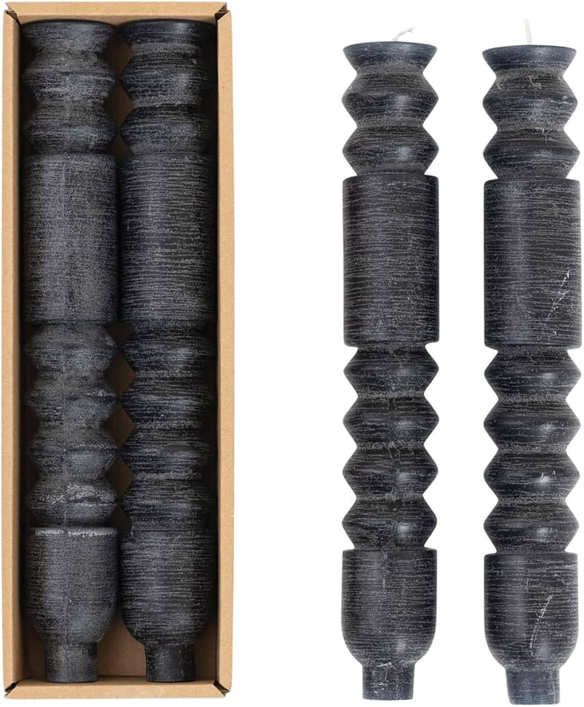 Creative Co-Op Unscented Totem Taper Candles in Box, Set of 2 | Amazon (US)