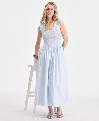 Women's Cotton Smocked Cross-Back Maxi Dress, Macy's Exclusive | Macy's