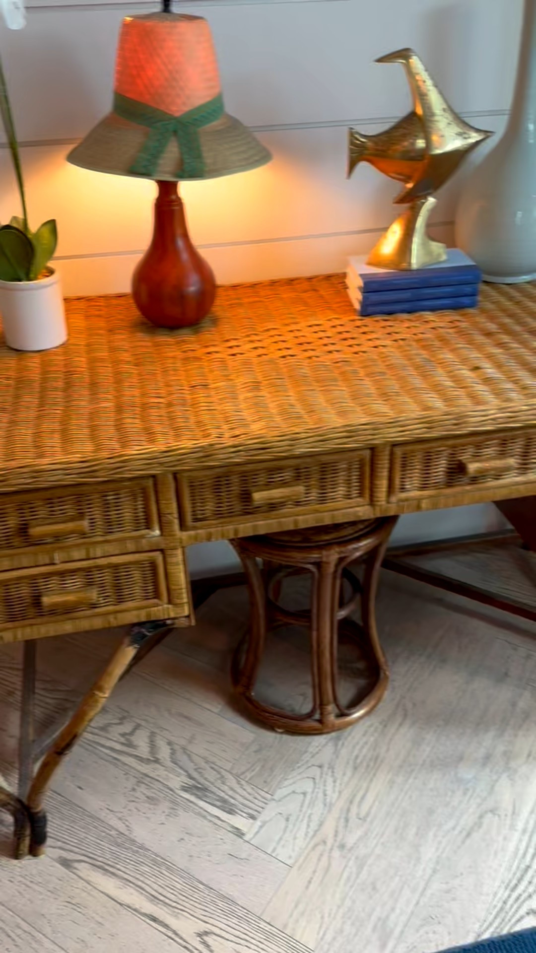 A vintage rattan desk that softens the workday. Rattan furnishings bring an understated elegance and an elevated, timeless feel.  #rattanfurniture #vintagedesk #rattanstyle #organichome #naturalmaterials #homeofficeinspo #curatedhome #eleganthome #interiorstyling #interiorinspo #warmminimalism #timelessdesign #designlovers #homeaesthetic

#LTKSaleAlert #LTKdayinmylife #LTKHome