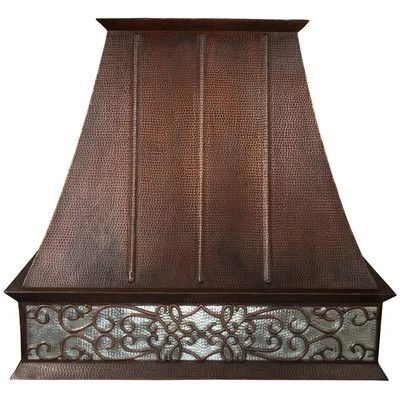 38 Inch 1250 CFM Hammered Copper Wall Mounted Euro Range Hood with Nickel Background Scroll Design and Screen Filters | Wayfair North America