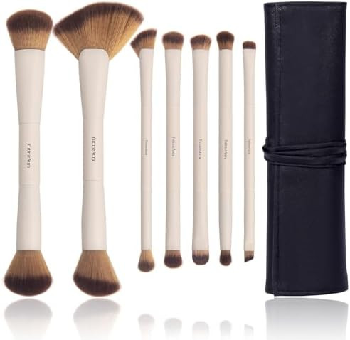 Makeup Brushes, Dual End Makeup Brush Set 7 Pcs, Foundation Contour Powder Concealer Eye Shadows ... | Amazon (US)
