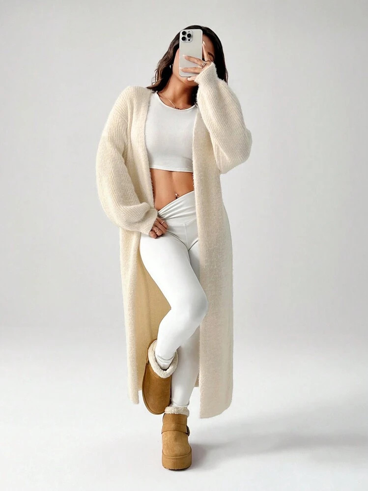 SHEIN PETITE Women's Warm Cardigan For Outings In Autumn And Winter,Knitted Sweater | SHEIN