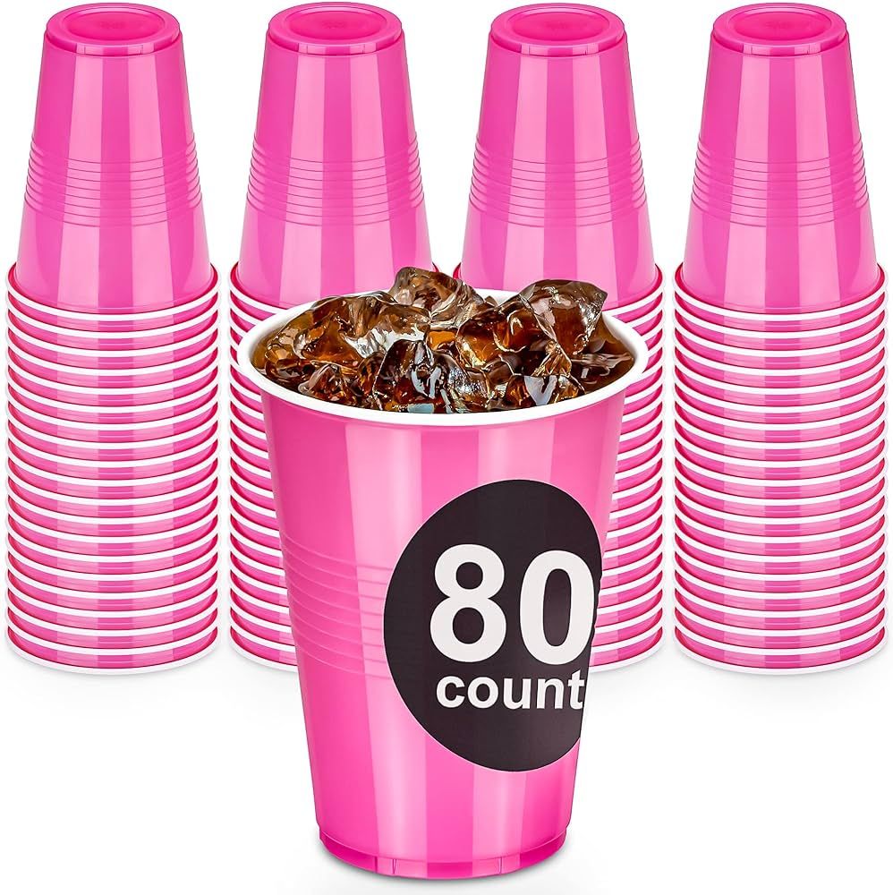 DecorRack 80 Party Cups, 16 oz -BPA Free- Plastic Soda Cups, Perfect for Birthday, Picnic, Indoor... | Amazon (US)