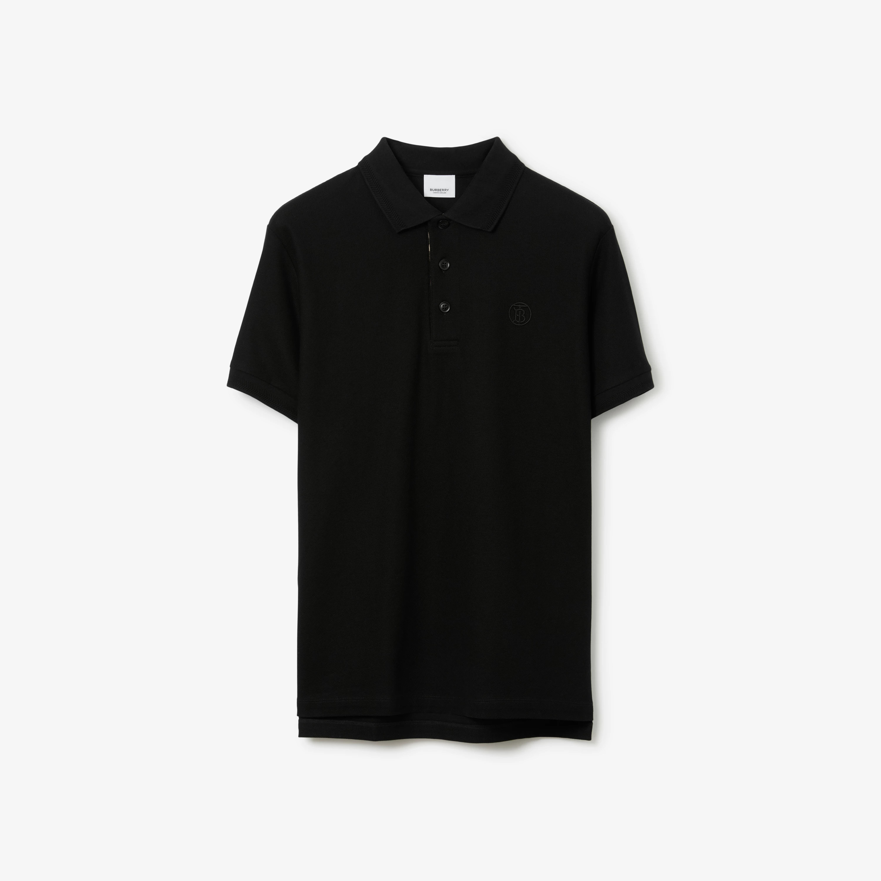 Cotton Polo Shirt in Black - Men | Burberry® Official | Burberry (US)