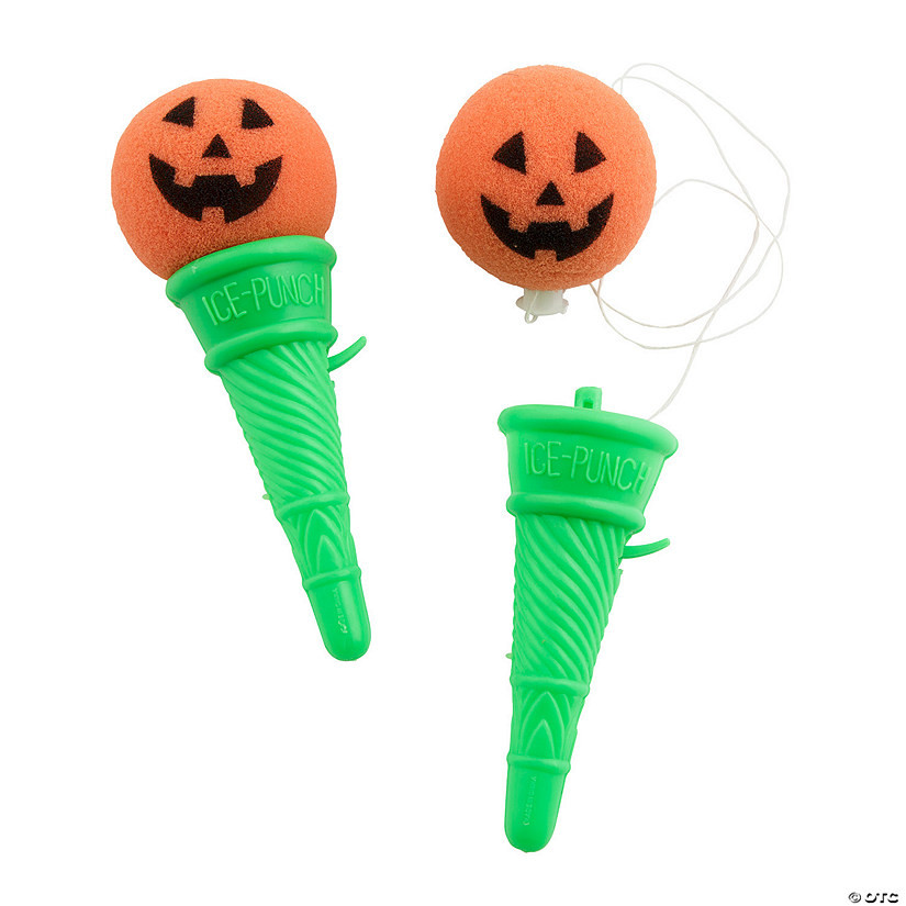 5" Halloween Jack-O’-Lantern Plastic Ice Cream Cone Shooters with Foam Ball - 12 Pc. | Oriental Trading Company