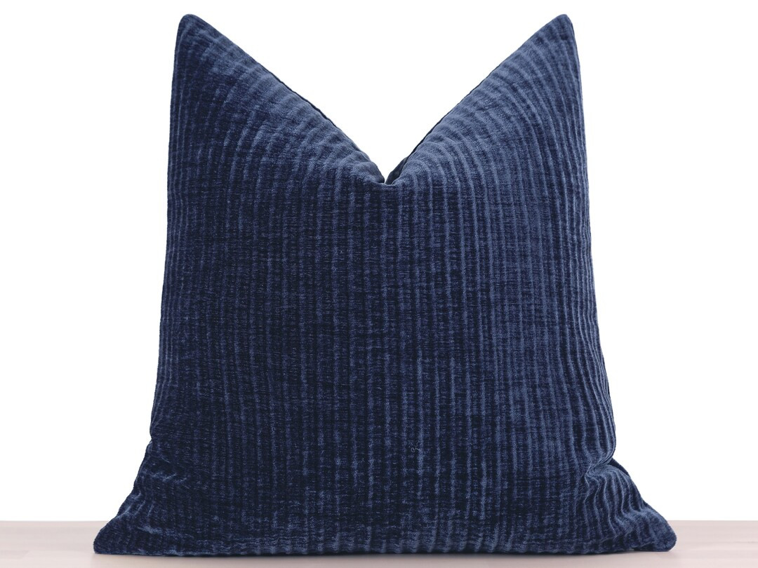 Navy Striped Pillow Cover Navy Euro Sham Cover Throw Pillow - Etsy | Etsy (US)