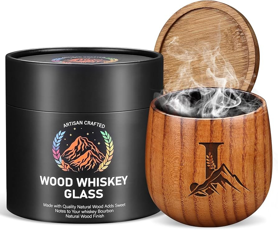 Charred Wooden Whiskey Glasses Personalized Bourbon Drinking Glass Ideas Gifts for Men Husband, D... | Amazon (US)