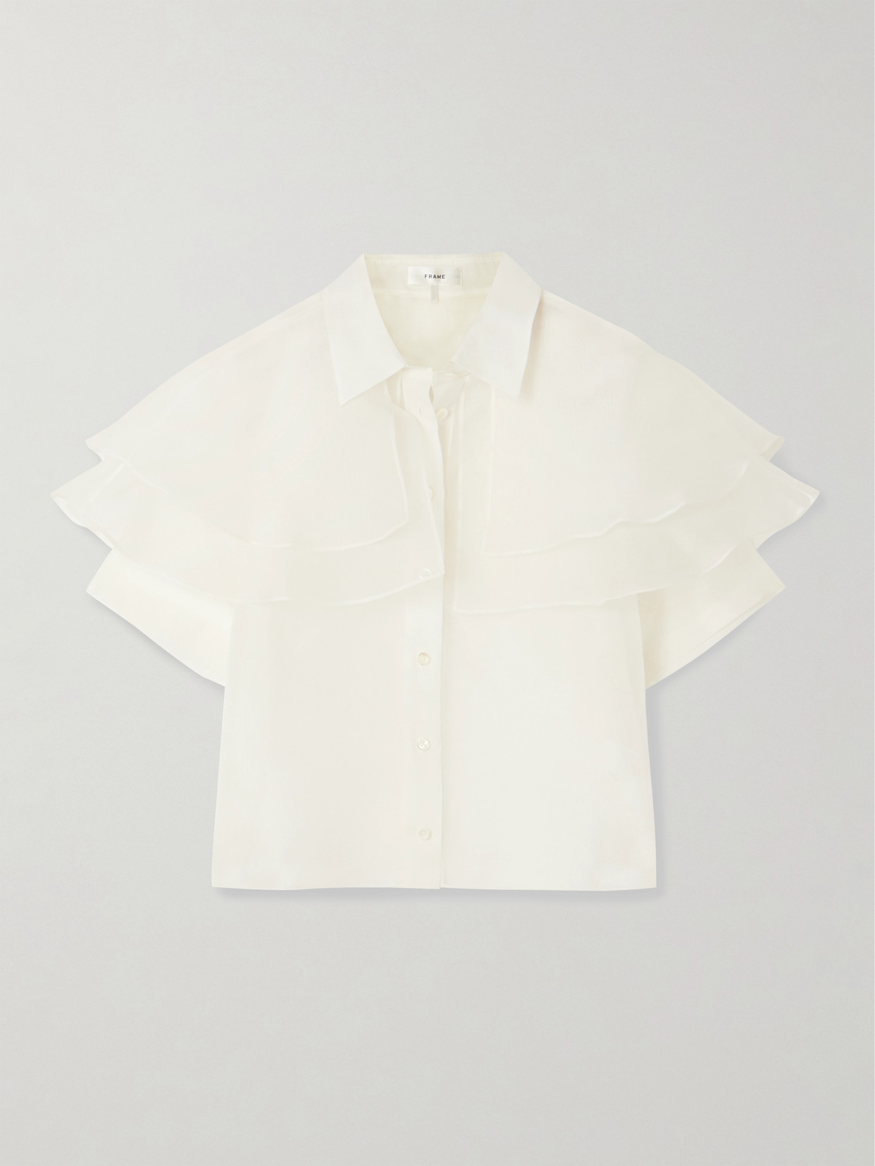 FRAME - Cape-effect Layered Silk-organza Blouse - Neutrals | NET-A-PORTER (US)
