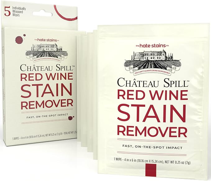 Chateau Spill Wine Stain Remover Wipes, On The Go Stain Wipes, 5 Count | Individually Wrapped; To... | Amazon (US)