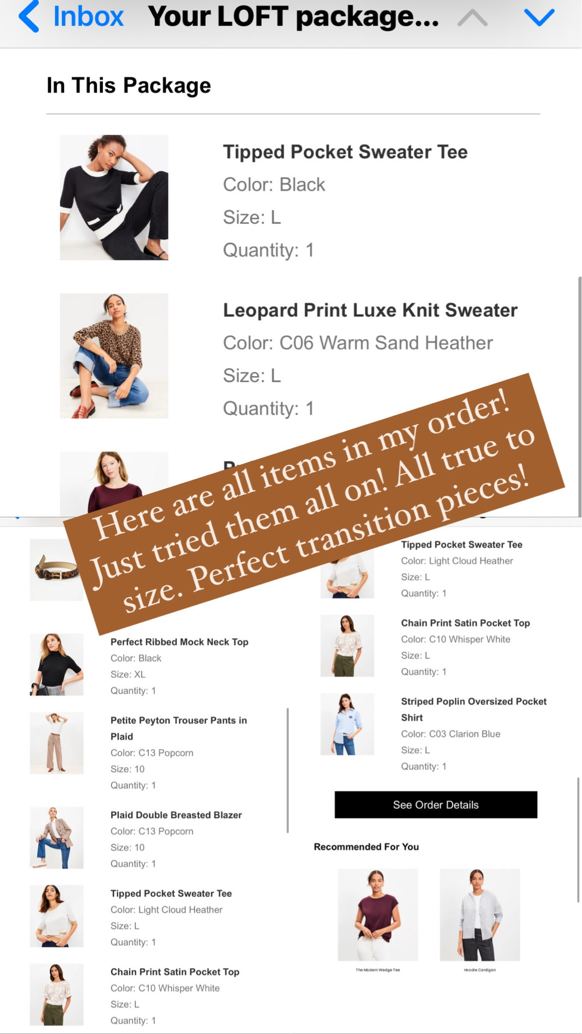Here is my entire order! SO SO GOOD, all of it! I’ve never got an order this big and every single item worked! I totally intended on sending half of it back! Oops. 😬 I had to share before sizes sell out! All true to size! 

#LTKSeasonal #LTKStyleTip #LTKWorkwear