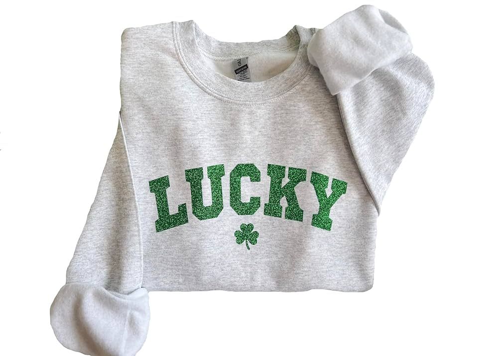 Up2ournecksinfabric Glitter St Patricks Day Sweatshirt Lucky Sweatshirt St Patricks Shirt Lucky S... | Amazon (US)