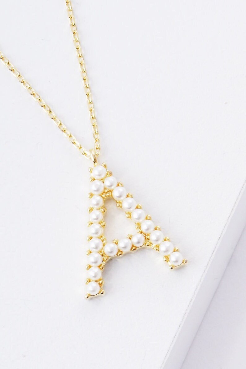 Pearl Initial Layering Necklace / Initial Necklace / Letter Necklace / Pearl Initial Necklace / M... | Etsy (US)