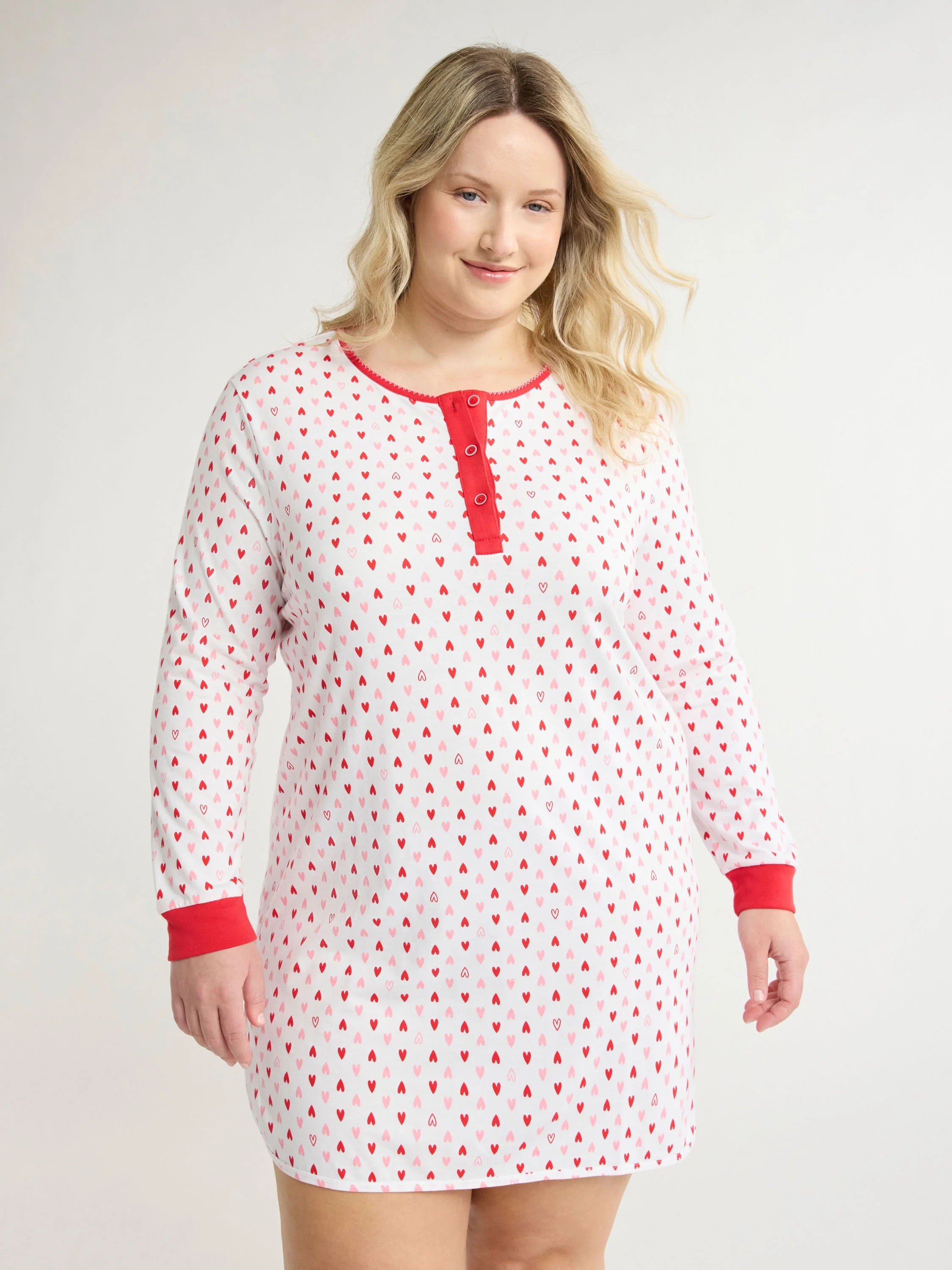 Joyspun Women's Jersey Long Sleeve Henley Sleepshirt, Sizes S to 3X - Walmart.com | Walmart (US)