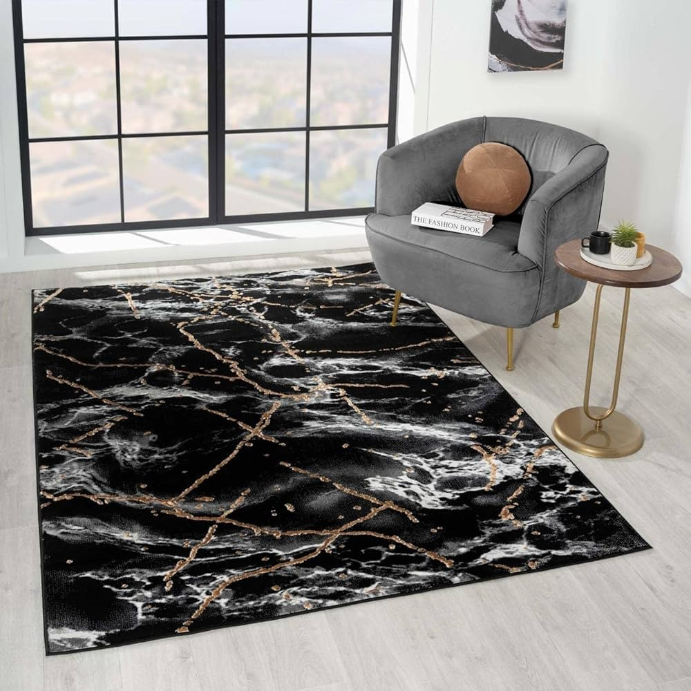 LUXE WEAVERS Marble Abstract Black 8x10 Area Rug | Amazon (US)
