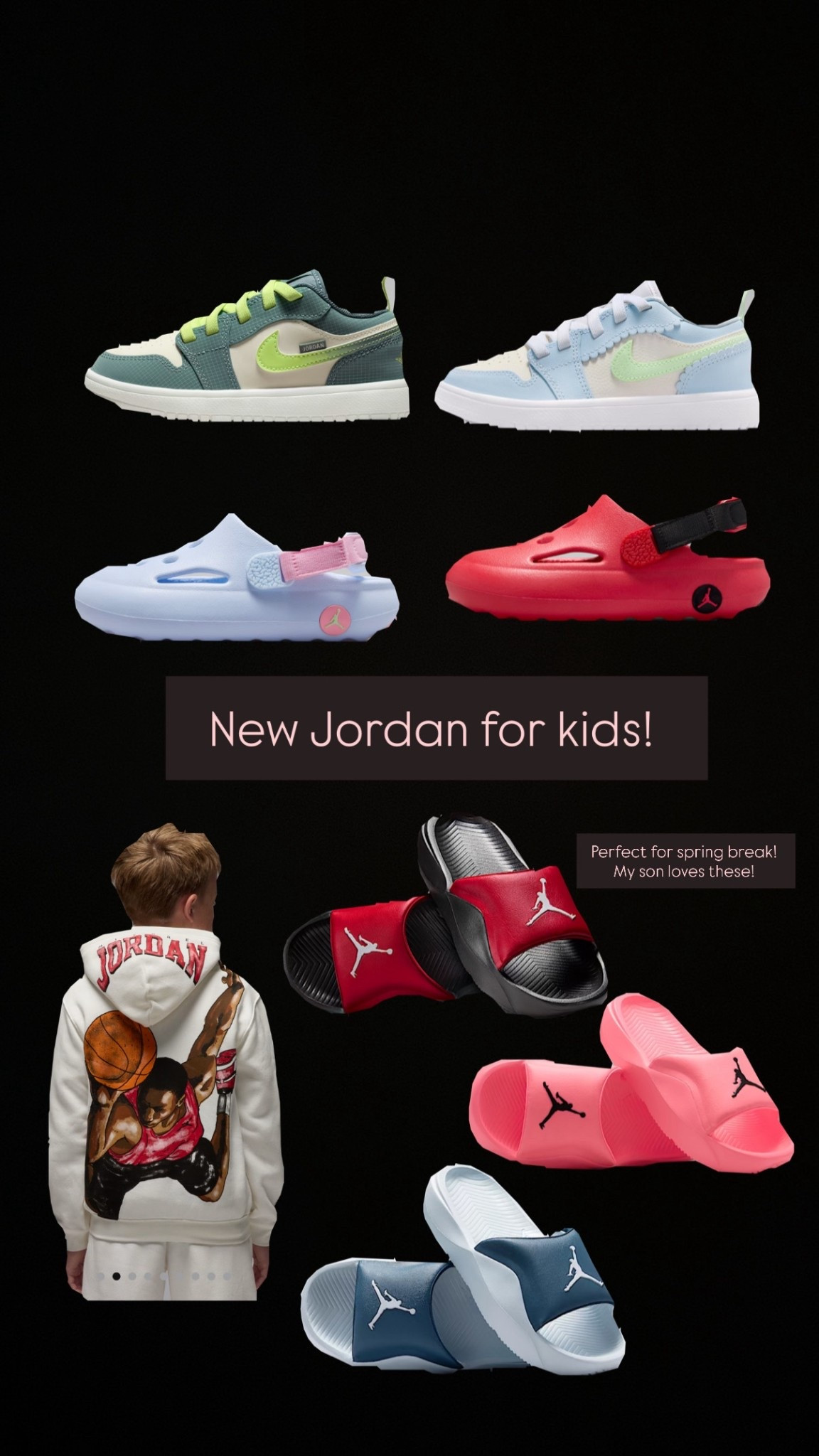 New arrivals are arriving at Nike just in time for spring break! My son loves those slides! It’s all he wears all summer! 

Spring break outfits 
Kids shoes
Kids sandals 
Jordan 

#LTKTravel #LTKKids #LTKSpringSale