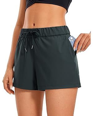 CRZ YOGA Stretch Shorts for Women Work Casual 2.5'' - Athletic Shorts with Pockets for Workout Tr... | Amazon (US)