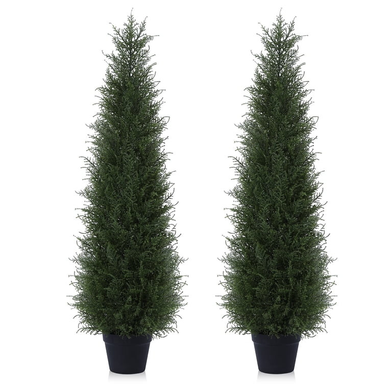 DR.Planzen 2-Pack 4ft Artificial Cedar Topiary Trees, UV-Resistant Outdoor Potted Plants for Porc... | Walmart (US)
