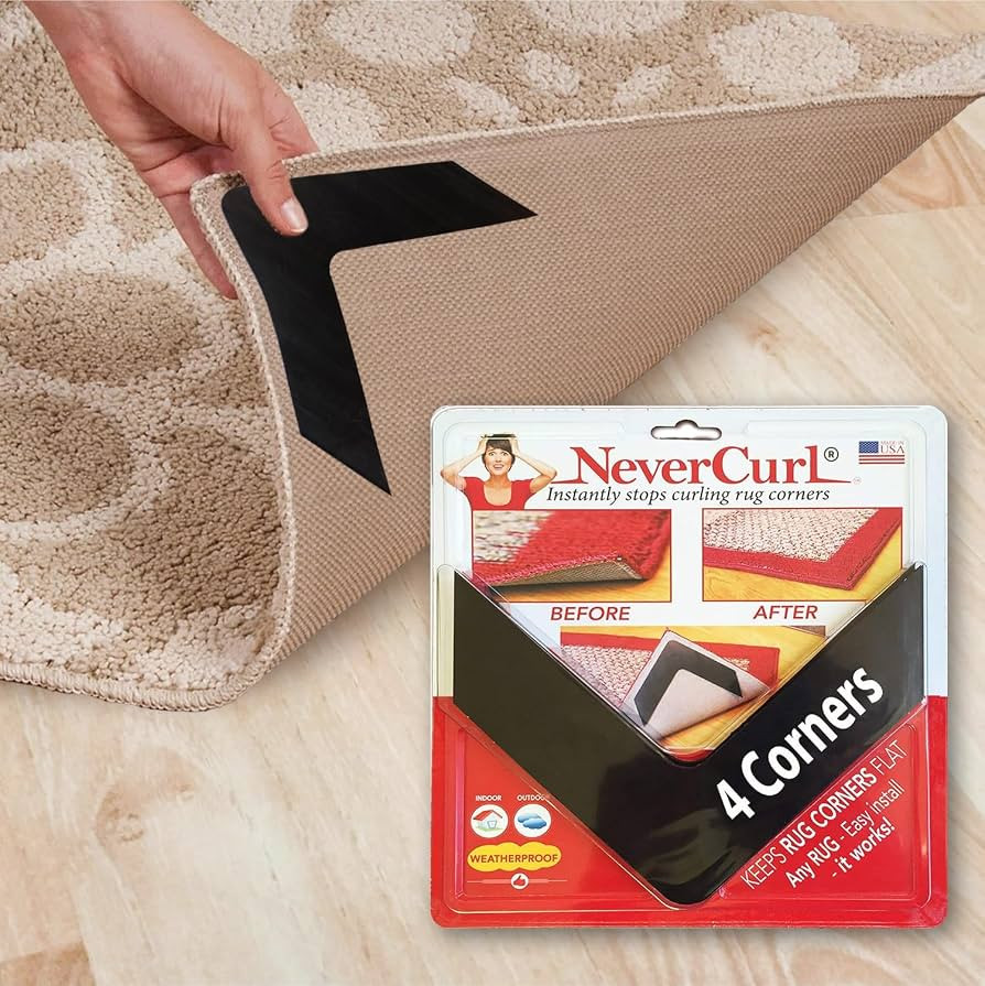 iPrimio NeverCurl V Shape Rug Corner Gripper, Reusable, 7.5" x 7.5", 4 Pack | Amazon (US)