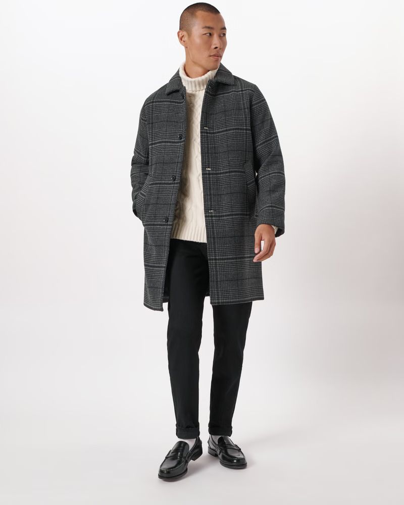 Men's Wool-Blend Mac Coat | Men's Coats & Jackets | Abercrombie.com | Abercrombie & Fitch (US)