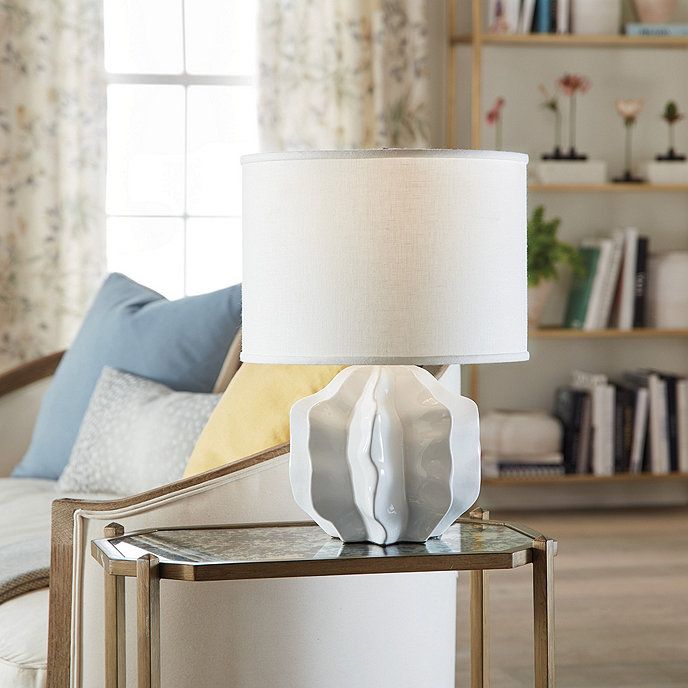 Winnie Chunky Ceramic Accent Lamp Base White with Shade | Ballard Designs, Inc.