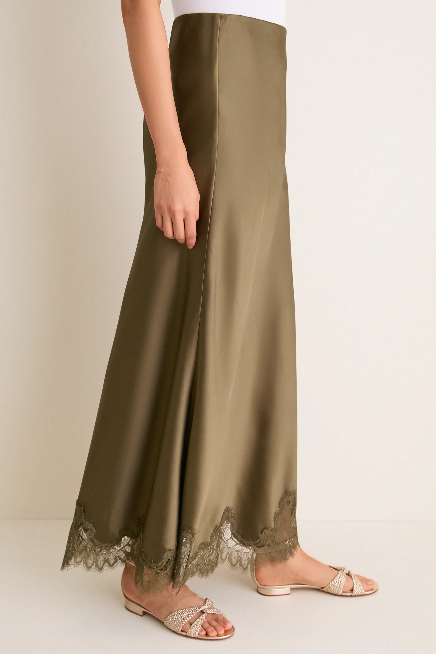 Burnt Olive Satin Mischa Slip Skirt | Tuckernuck (US)