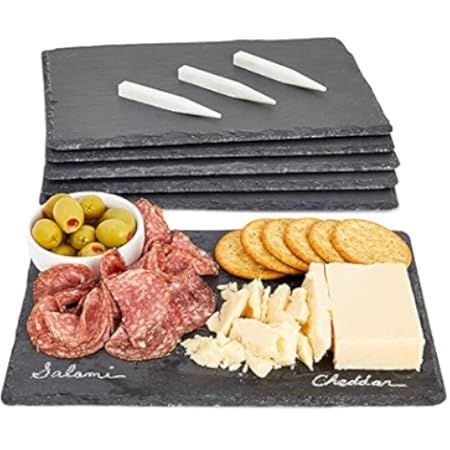 6 Pieces Slate Cheese Board, Charcuterie Boards (6 x 0.1 x 8.75 In) | Amazon (US)