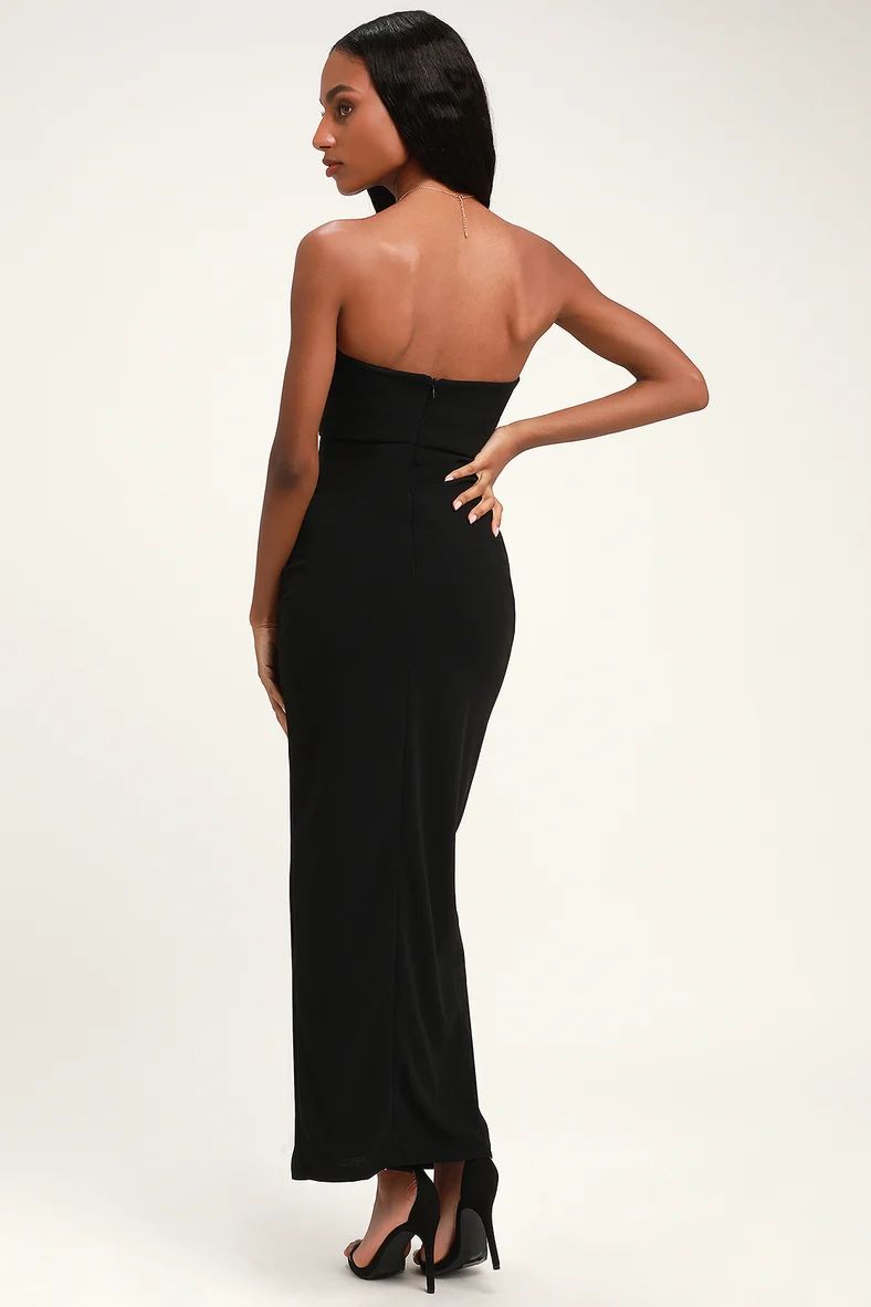 After Hours Black Strapless Ruffled Maxi Dress | Lulus (US)