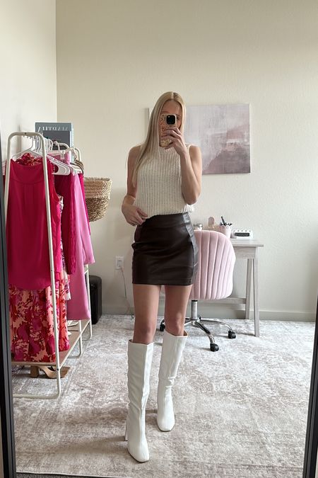Here’s what I wore for Thanksgiving! My entire outfit is on sale! 💕

 I’m obsessed with this white sweater tank is from Abercrombie. Such great quality I’m in a size XS!use code CYBERAF for an extra 15% off!

Lulus sale, cream sweater, sweater top, sleeveless sweater, cute fall outfits, brown leather mini skirt, white boots, tall boots, leather skirt outfit, tall boots outfits

#LTKCyberWeek #LTKHoliday

#LTKSeasonal