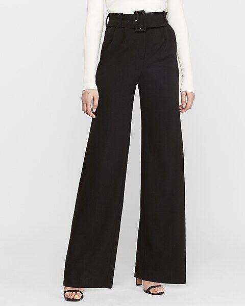 High Waisted Belted Wide Leg Pant | Express