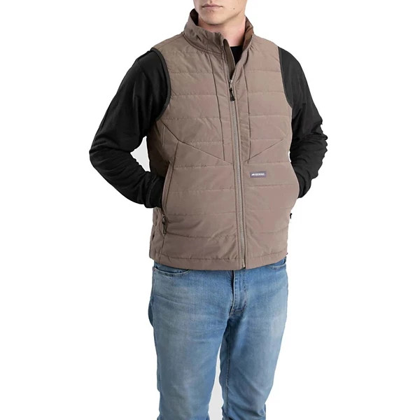 Men's Berne Apparel Highland Quilted Work Vest Large Tall Grey Stone | Scheels