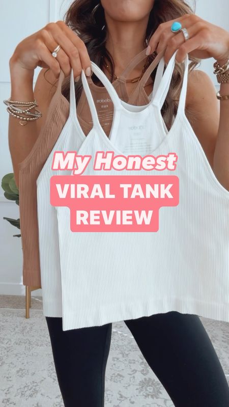 ✨I loved these viral tanks until I found some that had built in bras - which I love even more! Come in short and long crop. I’m wearing the short/small and fit true to size.