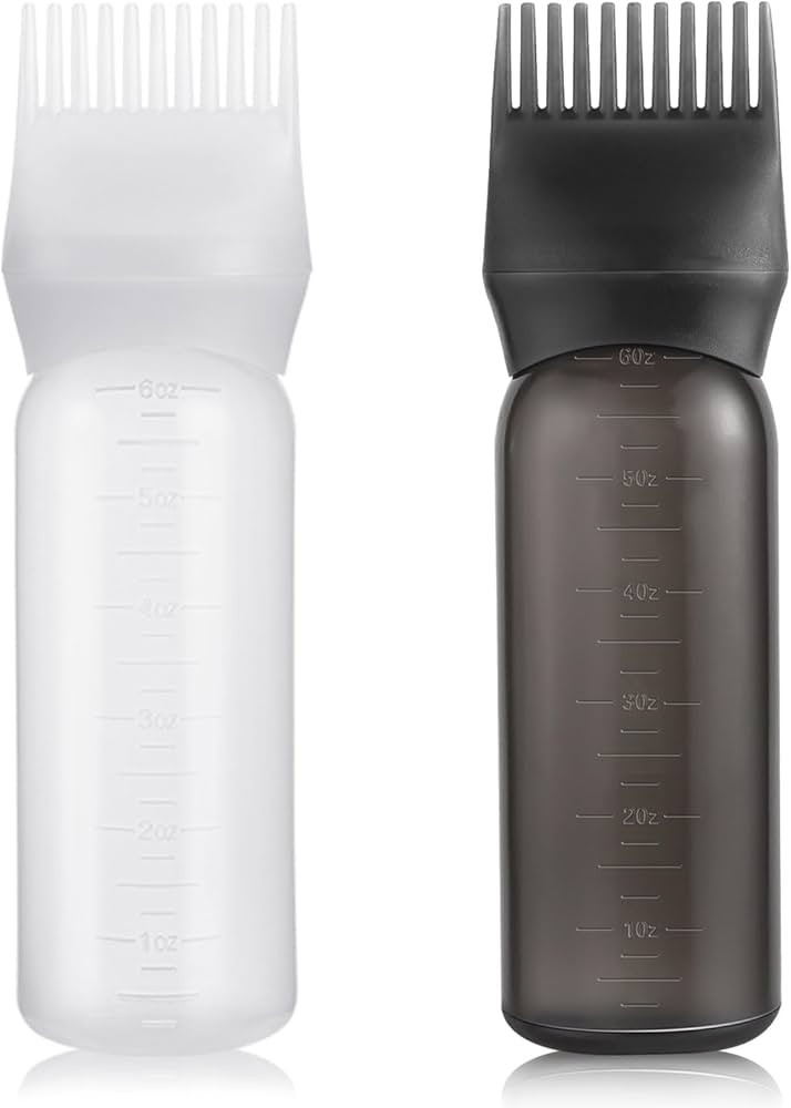 Pimoys 2 Pack Root Comb Applicator Bottle 6 Ounce Oil Applicator for Hair Dye, Hair Oiling Applic... | Amazon (US)