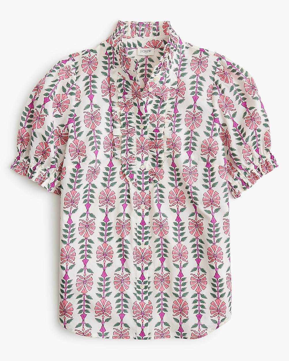 Printed ruffle-placket blouse | J.Crew Factory