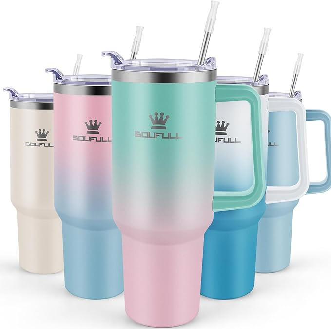 40 oz Tumbler with Handle and Straw Lid, 100% Leak-proof Travel Coffee Mug, Stainless Steel Insul... | Amazon (US)